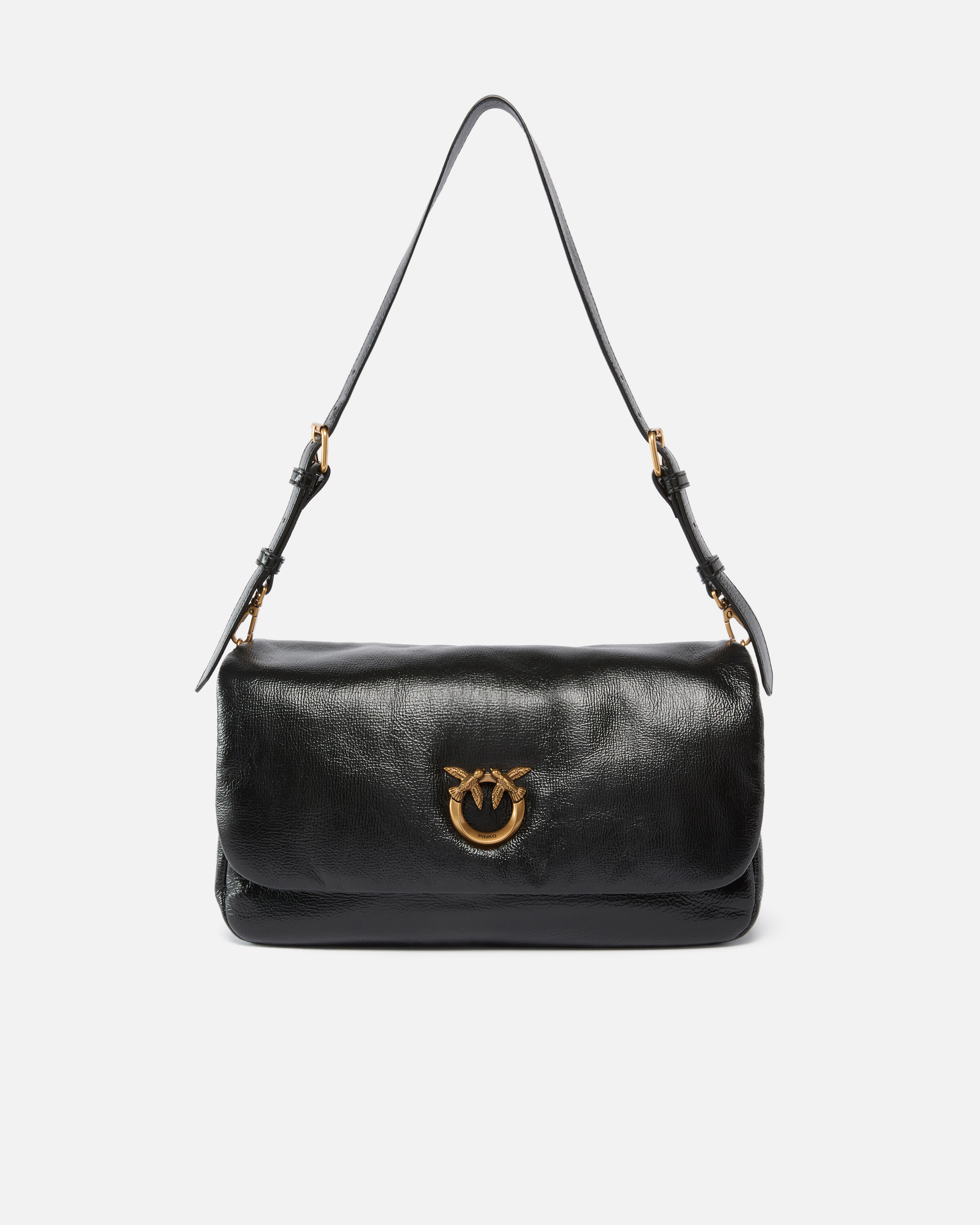 Mittlere Umhängetasche Love Bag Click Soft Horizontal Handle Aus Glänzendem Leder