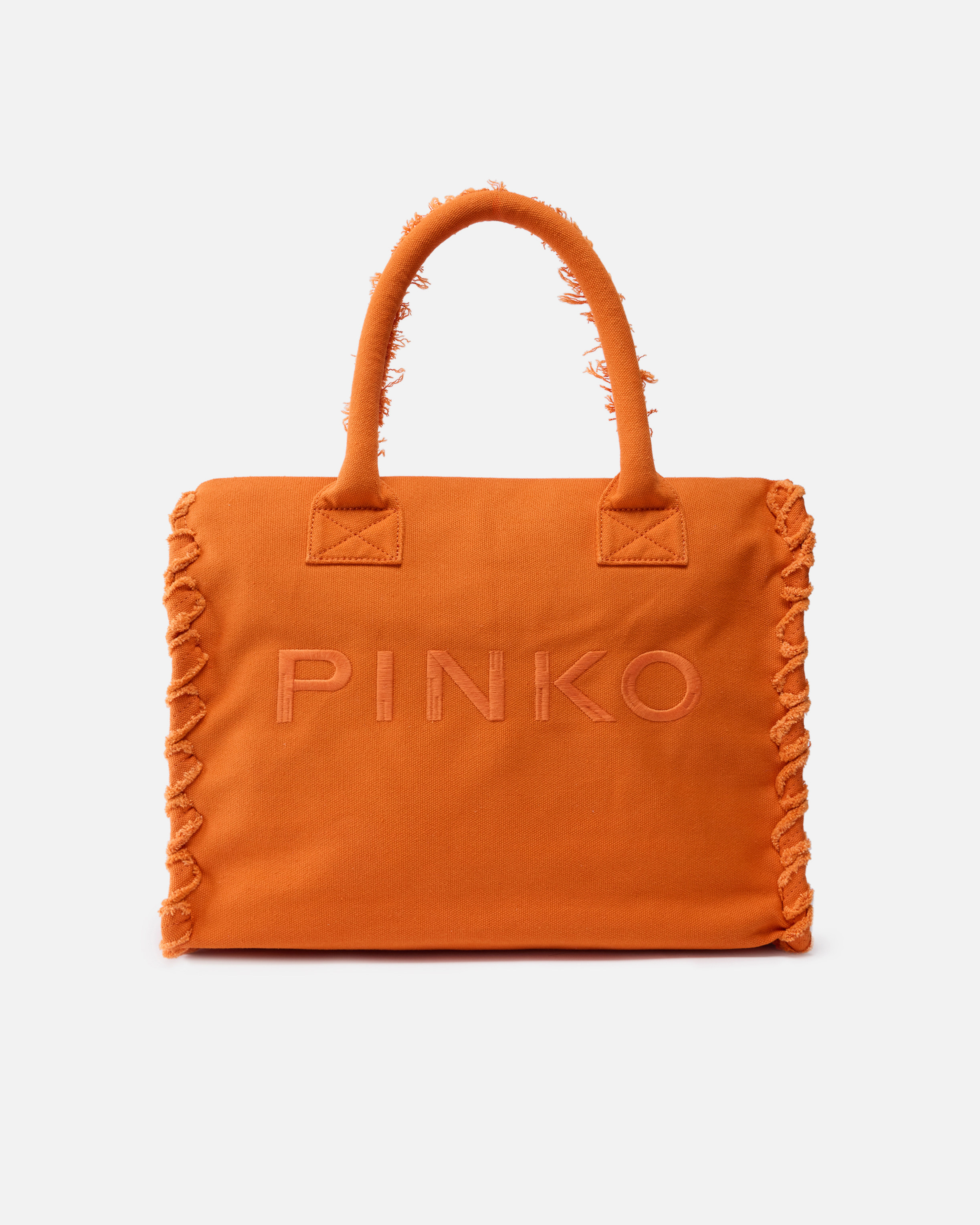 Medium Beach Shopping Tote In Canvas With Logo And Fraying