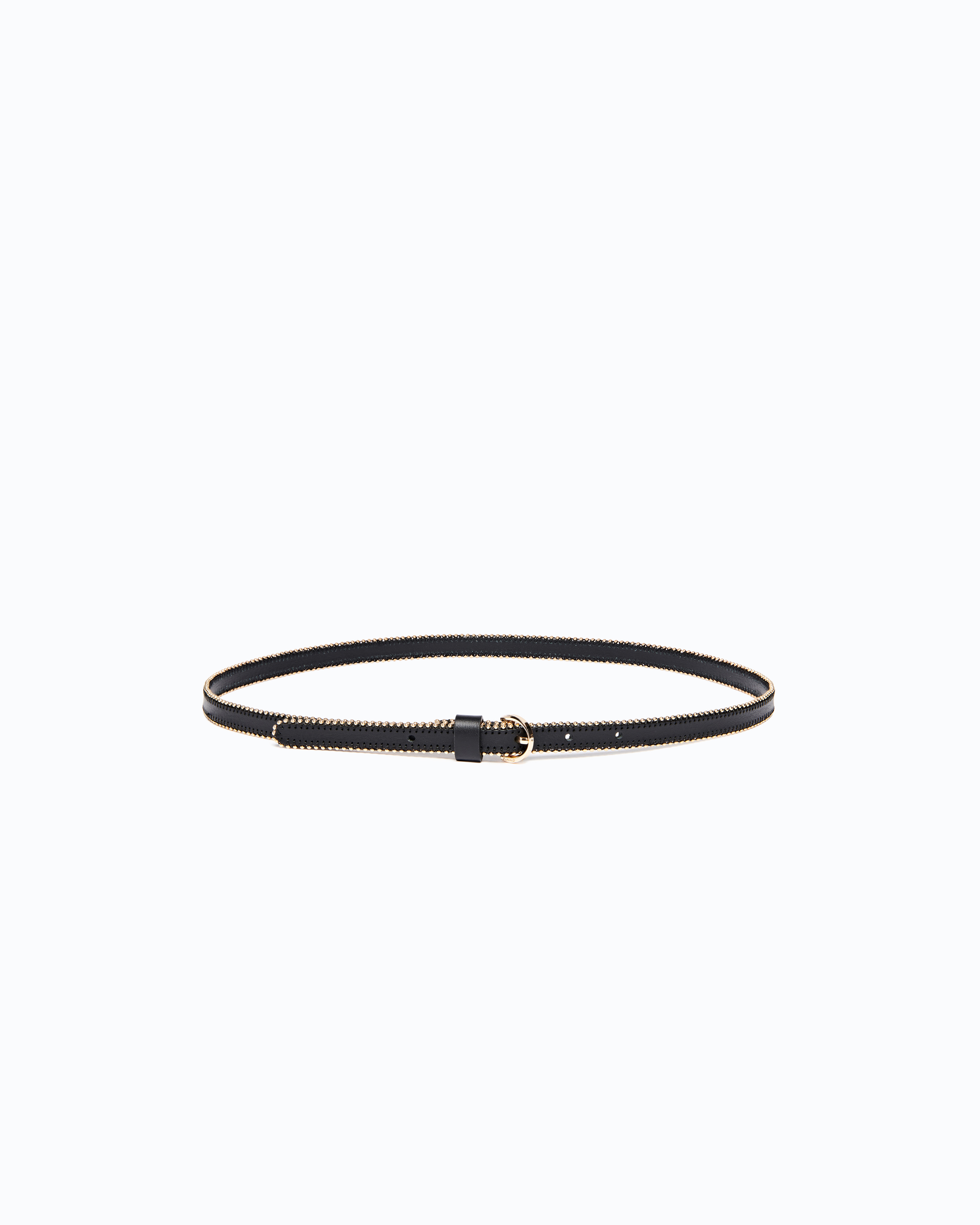 Cintura In Pelle Con Mini Borchie 1 Cm