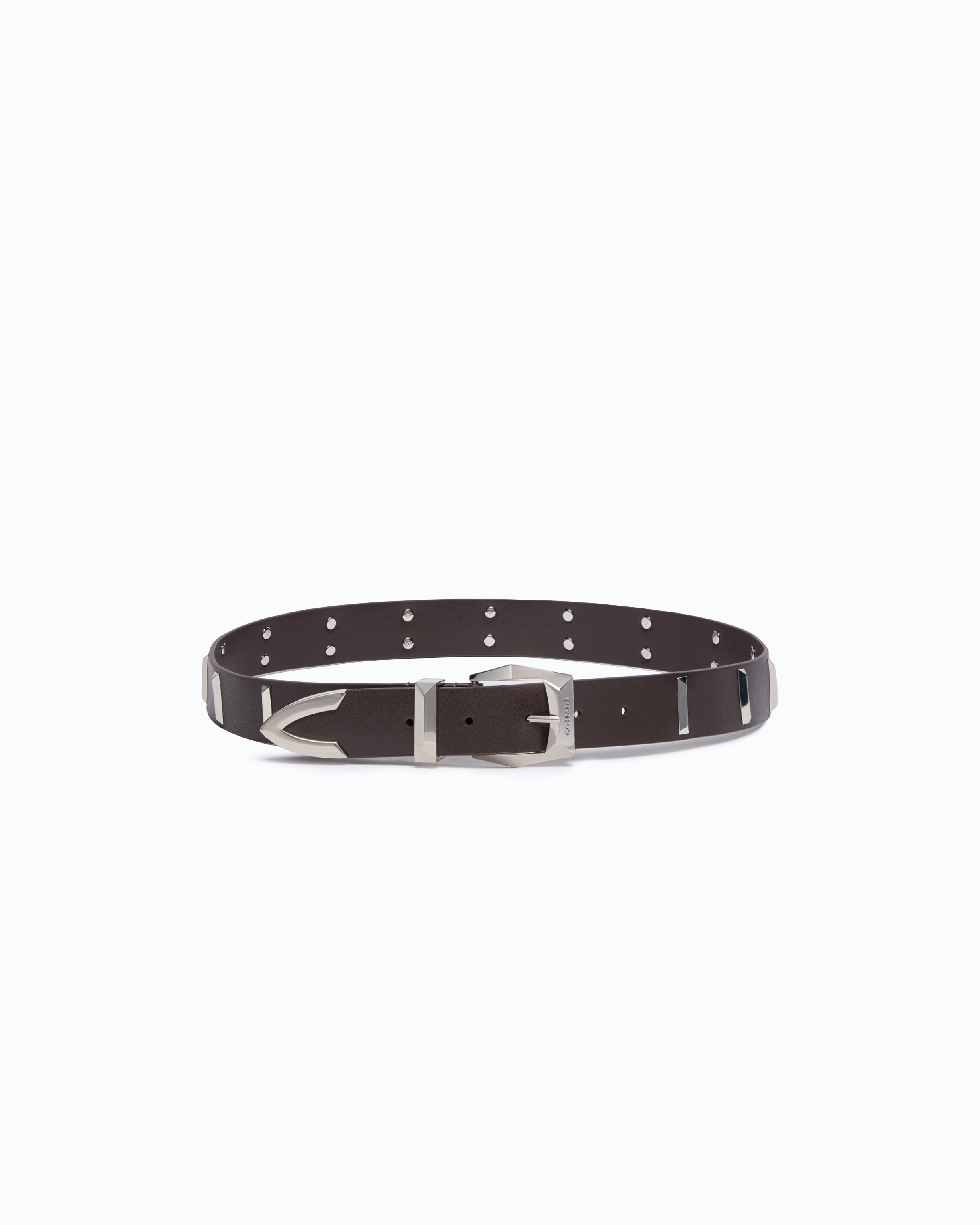 Cinturón De 3 Cm De Piel Con Tachuelas Rectangulares
